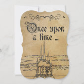 Rustikales Pergament Märchenschloss Einladung (Vorderseite)