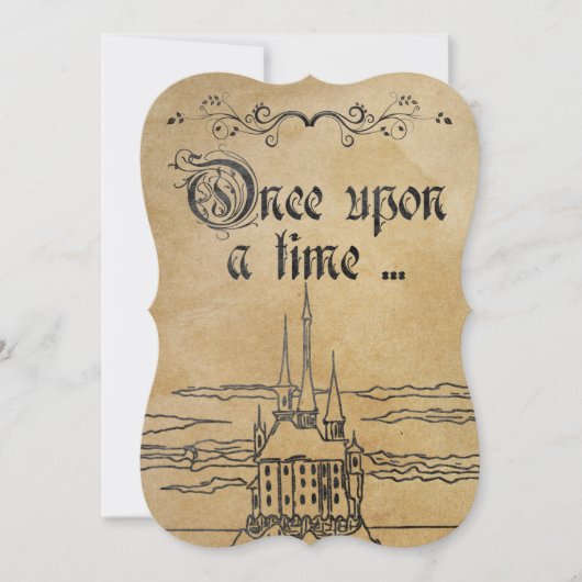 Rustikales Pergament Märchenschloss Einladung (Vorderseite)
