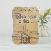 Rustikales Pergament Märchenschloss Einladung (Stehend Vorderseite)