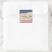 Rustikales Pergament und Amerikanische Unabhängigk Quadratischer Aufkleber (Tasche)