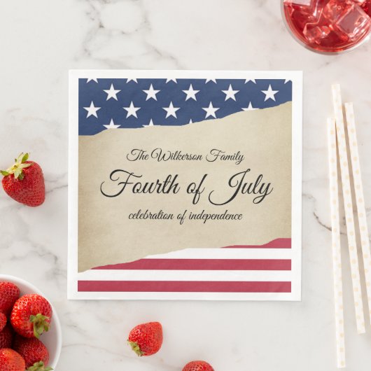 Rustikales Pergament und Amerikanische Unabhängigk Serviette (Beispiel)