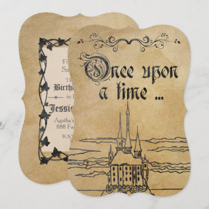 Rustikales Pergamentpapier Märchen-Thema Schloss Einladung