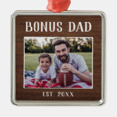 Rustikales Personalisiert Bonus Vater Foto Ornament Aus Metall (Vorne)