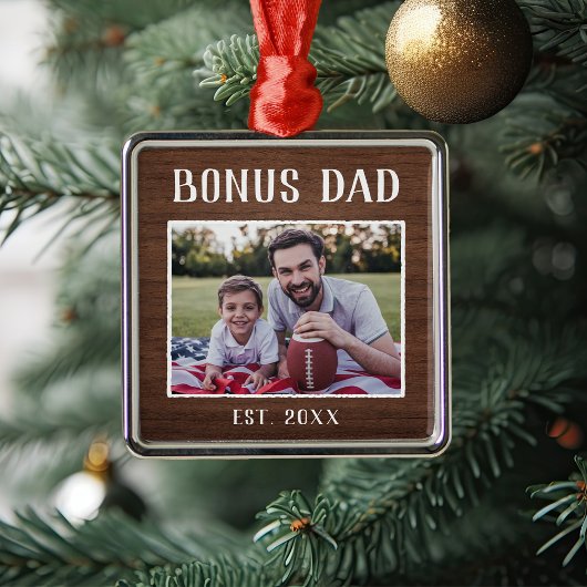 Rustikales Personalisiert Bonus Vater Foto Ornament Aus Metall