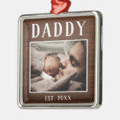 Rustikales Personalisiert Daddy Foto Ornament Aus Metall (Links)