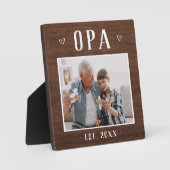 Rustikales Personalisiert Opa Grandpa Foto Fotoplatte (Vorderseite)