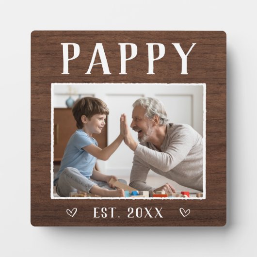 Rustikales Personalisiert Pappy Grandpa Foto Fotoplatte (Vorderseite)