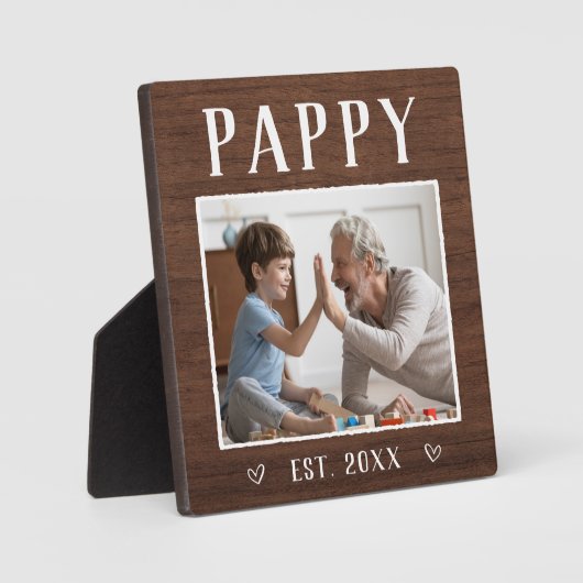 Rustikales Personalisiert Pappy Grandpa Foto Fotoplatte (Vorderseite)