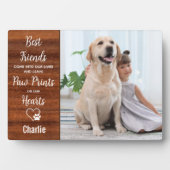 Rustikales Personalisiert Paw Prints Pet Memorial Fotoplatte (Vorderseite)