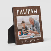 Rustikales Personalisiert Pawpaw Opa Foto Fotoplatte (Vorderseite)