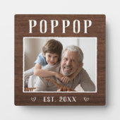 Rustikales Personalisiert Poppop Opa Foto Fotoplatte (Vorderseite)