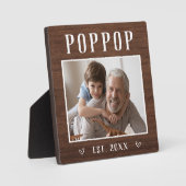 Rustikales Personalisiert Poppop Opa Foto Fotoplatte (Vorderseite)