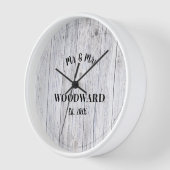 Rustikales Personalisiert Wedding Newlyweds Wood G Uhr (Winkel)