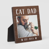 Rustikales Personalisiertes Cat Vater Foto Fotoplatte (Vorderseite)