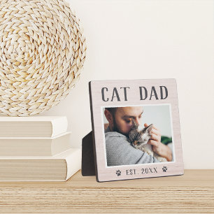Rustikales Personalisiertes Cat Vater Foto Fotoplatte
