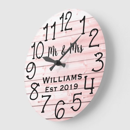 Rustikales, Personalisiertes, gerötetes Holz Große Wanduhr (Winkel)