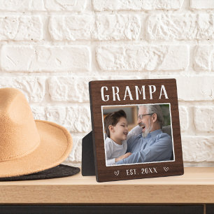 Rustikales Personalisiertes Grampa Grandpa Foto Fotoplatte