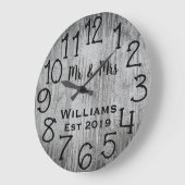 Rustikales Personalisiertes Grauholz Große Wanduhr (Winkel)