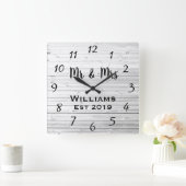 Rustikales Personalisiertes Grauholz Quadratische Wanduhr (Zuhause)