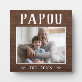 Rustikales Personalisiertes Papou Grandpa Foto Fotoplatte (Vorderseite)
