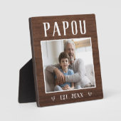 Rustikales Personalisiertes Papou Grandpa Foto Fotoplatte (Vorderseite)