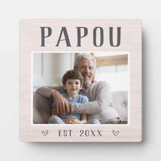 Rustikales Personalisiertes Papou Grandpa Foto Fotoplatte (Vorderseite)