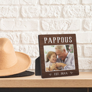 Rustikales Personalisiertes Pappel Opa Foto Fotoplatte