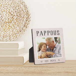 Rustikales Personalisiertes Pappel Opa Foto Fotoplatte