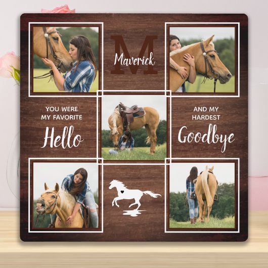 Rustikales Personalisiertes Pet Horse Memorial Fot Fotoplatte