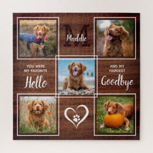 Rustikales Personalisiertes Pet Memorial Foto Coll Puzzle