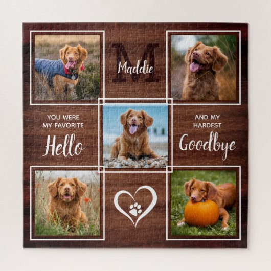 Rustikales Personalisiertes Pet Memorial Foto Coll Puzzle (Vertikal)