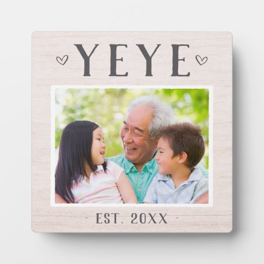 Rustikales Personalisiertes Yeye Grandpa-Foto Fotoplatte (Vorderseite)