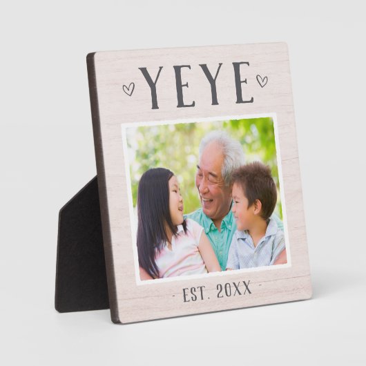 Rustikales Personalisiertes Yeye Grandpa-Foto Fotoplatte (Vorderseite)