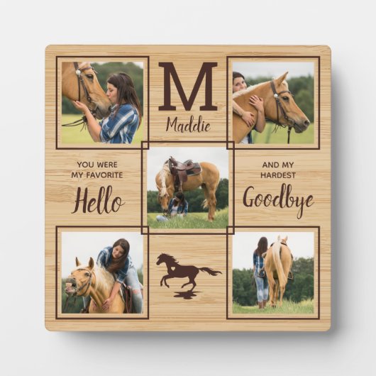 Rustikales Pet Horse Personalisiert Memorial 5 Fot Fotoplatte (Vorderseite)