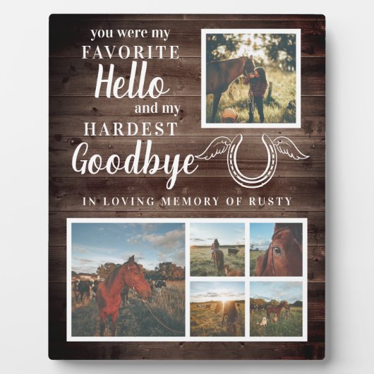 Rustikales Pet Horse Personalisiertes Memorial Fot Fotoplatte (Vorderseite)