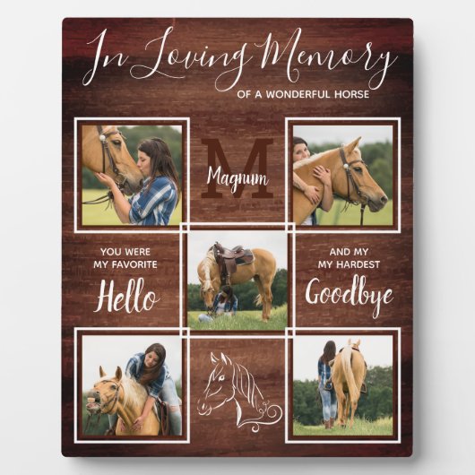 Rustikales Pet Horse Personalisiertes Memorial Fot Fotoplatte (Vorderseite)