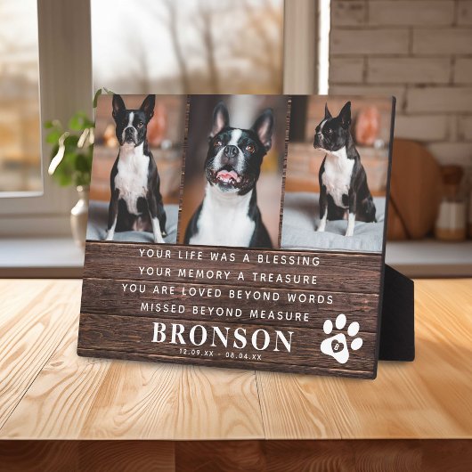 Rustikales Pet Loss Memorial Quote & Foto Collage Fotoplatte