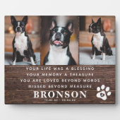 Rustikales Pet Loss Memorial Quote & Foto Collage Fotoplatte (Vorderseite)