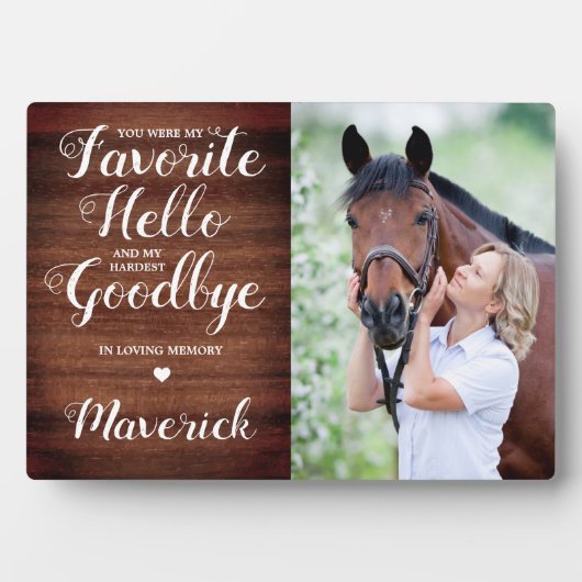 Rustikales Pet Loss Personalisiertes -Memorial Fot Fotoplatte (Vorderseite)