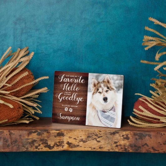 Rustikales Pet Loss Personalisiertes Pet-Memorial- Fotoplatte (Seite)