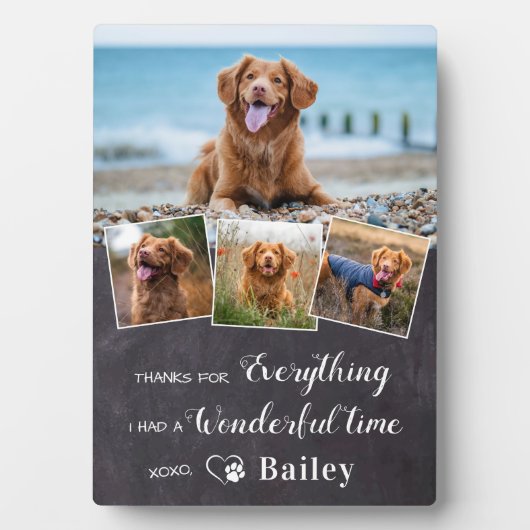 Rustikales Pet-Memorial aus Hund 4 Foto Keepake Fotoplatte (Vorderseite)