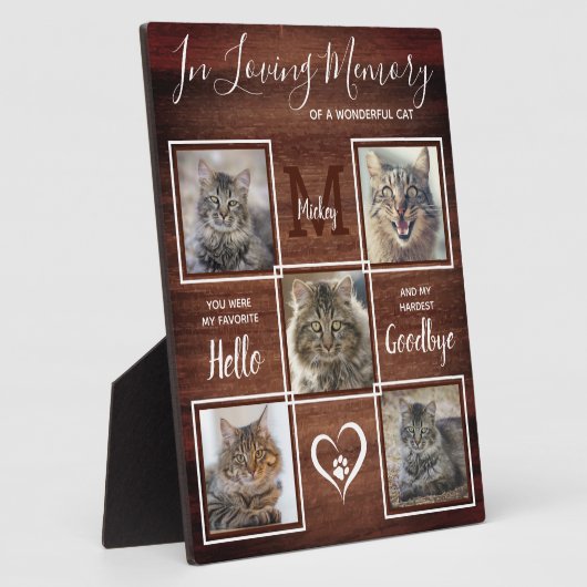 Rustikales Pet-Memorial Personalisiert 5 Cat Foto Fotoplatte (Seite)
