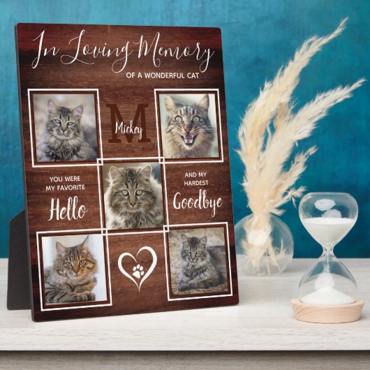 Rustikales Pet-Memorial Personalisiert 5 Cat Foto Fotoplatte (Seite)