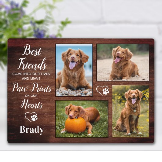 Rustikales Pet Memorial Personalisiert Paw Prints  Fotoplatte