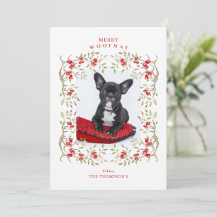 Rustikales Pet Woodland Antler und Berry Wreath Fo Feiertagskarte