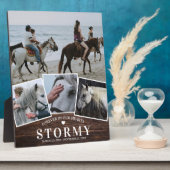 Rustikales Pferd 4 Foto Collage & Name Memorial Fotoplatte (Seite)