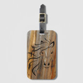 Rustikales Pferd auf Holz Gepäckanhänger (Vorderseite Vertikal)