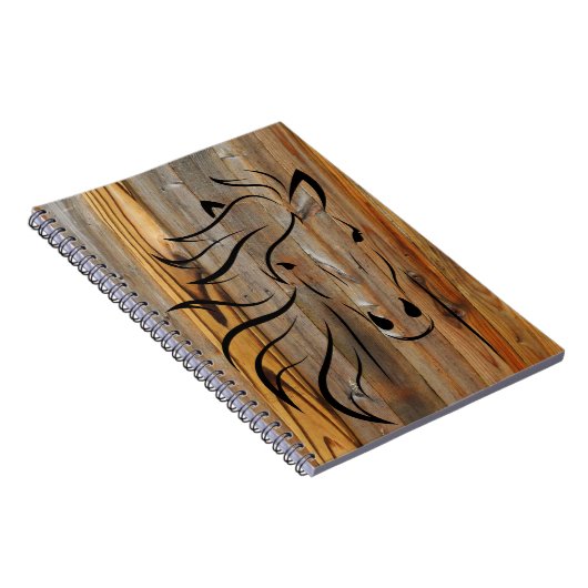 Rustikales Pferd auf Holz Notizblock (Rechte Seite)