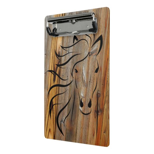 Rustikales Pferd auf Holzmini-Zwischenablage Mini Klemmbrett (Gewinkelt2)