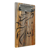 Rustikales Pferd auf Holzmini-Zwischenablage Mini Klemmbrett (Schrägansicht)